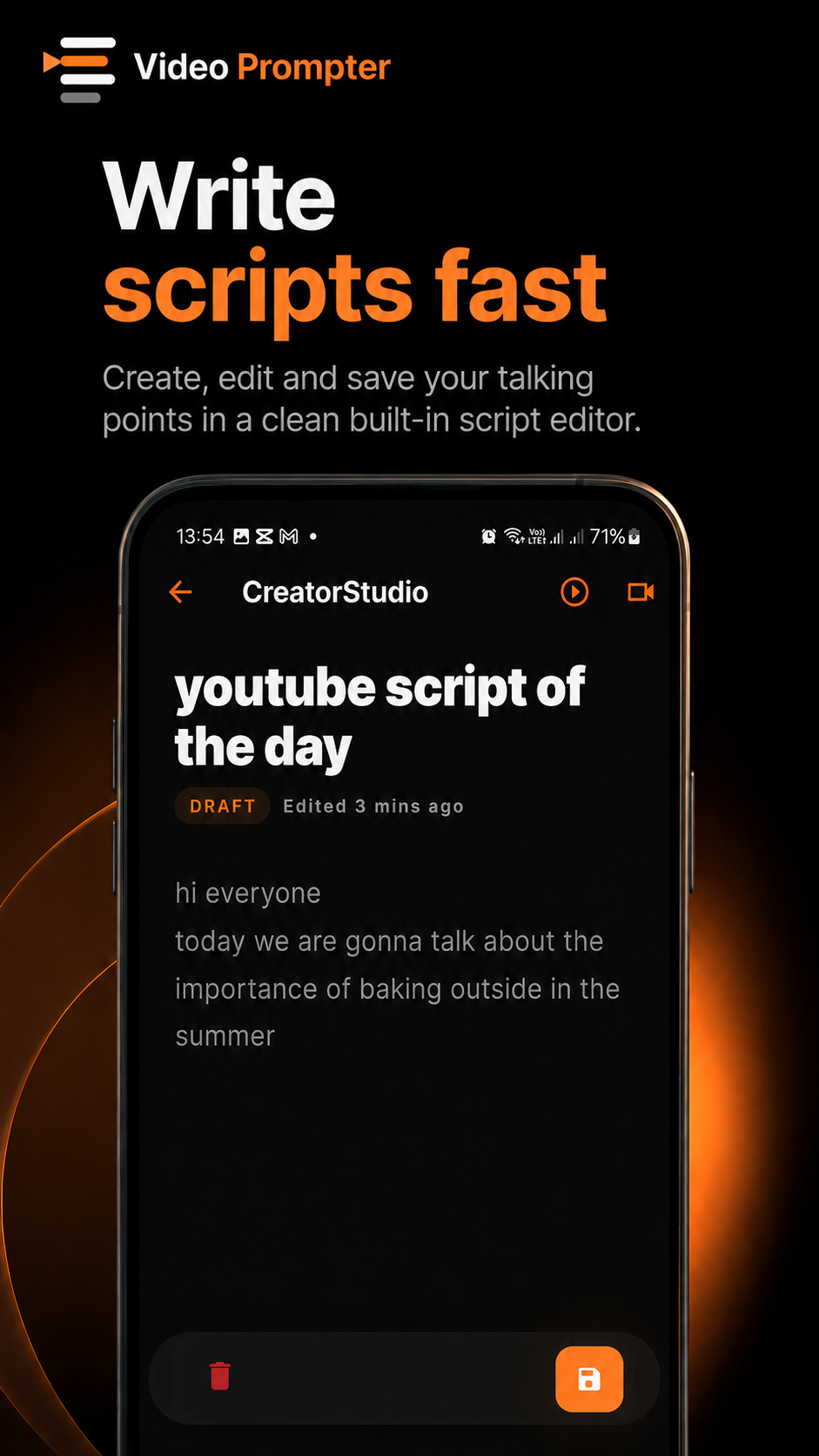 Video Prompter built-in script editor